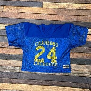 Cranford Lacrosse VTG Mens High School Blue Sports Uniform Jersey
